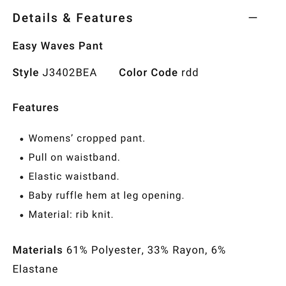 Billabong Easy Waves Pants Rib Knit Cropped size S - Picture 5 of 12